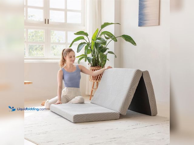 Lot 49-5437810 - MLILY Tri-Fold Memory Foam Mattress, 4 inch Single Folding Mattress with Collapsible and Washable Co...