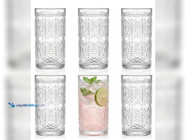 Lot 49-3432627 - Bekith 12 Pack Romantic Drinking Glasses, 12 oz Highball Glasses, Thick Water Glasses, Tall Glass Cu...