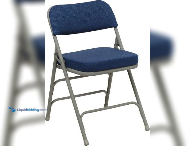 Lot 49-3531506 - Flash Furniture HERCULES Series Premium Curved Triple Braced & Double Hinged Navy Fabric Metal Foldi...