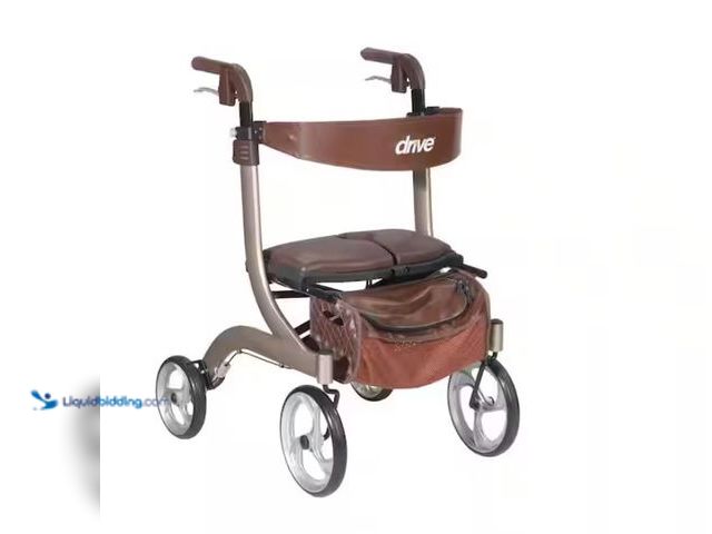 Lot 49-1570009 - Drive Medical Nitro DLX Euro Style Rollator Rolling Walker, Champagne, Model # rtl10266ch-hs, Unused...