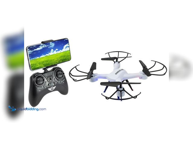 Lot 49-5487374 - SKY RIDER
Pro Quadcopter Drone with Wi-Fi Camera, Remote and Phone Holder, White (battery/charger/a...