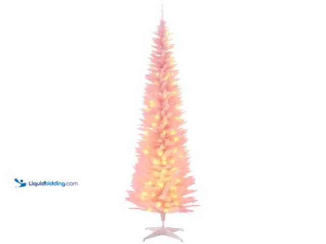 Lot 49-1548157 - HOMCOM 6ft Pencil Christmas Tree, Slim Artificial Christmas Tree with Realistic Branches and Warm Wh...