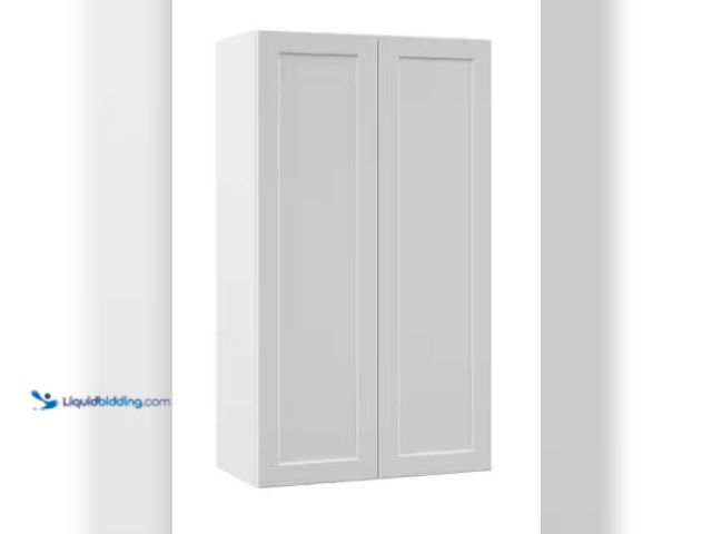 Lot 49-1518107 - Hampton Bay Designer Series Melvern Assembled 24x42x12 in. Wall Kitchen Cabinet in White Model # W24...