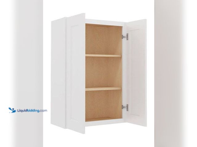 Lot 49-5573105 - W2436 - Shaker Maple Bright White Wall Cabinet (2 Butt Door) - Framed Assembled Kitchen Cabinet, Unu...