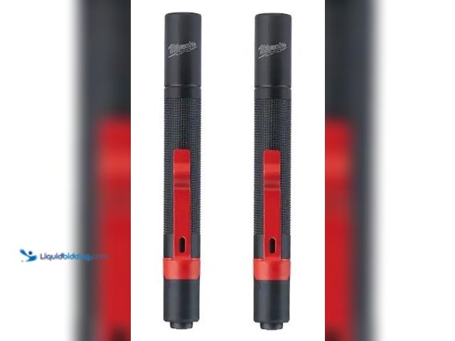 Lot 49-3615669 - Lot of (2) Milwaukee 100-Lumens Aluminum Pen Light with Clip, Model # 2105, Slightly used, Scuffs/sc...