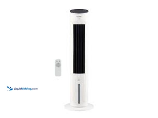 Lot 49-5407071 - Vissani 1 Gal. 210 CFM 3-Speed Digital Tower Portable Evaporative Cooler with Remote Control Up to 2...