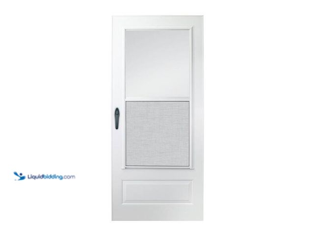 Lot 49-5450540 - Andersen
200 Series 34 in. x 80 in. White Universal 3/4 Light Mid-View Aluminum Storm Door with Bla...