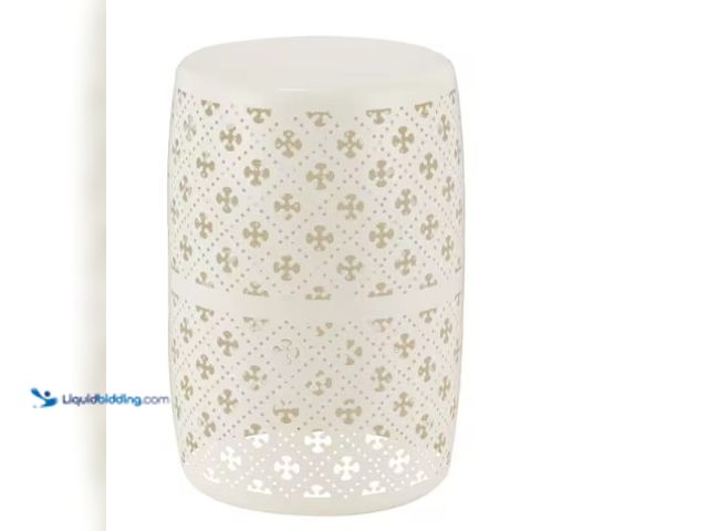Lot 49-2004496 - Hampton Bay Chalk Metal Outdoor Patio Garden Stool, Model # HD20064, Unused, White, Scuffs all over,...