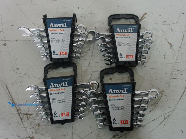 Lot 49-3616742 - (4-Pack) Anvil 6-Piece SAE Combination Wrench Sets with Case - Unused Model # 91942  Ref#HDPA0727