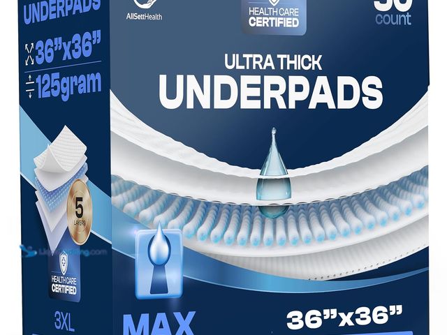 Lot 49-5410287 - 50 Pack Incontinence Bed Pads Disposable for Adults 125 Gram - 3XL 36" x 36" Super Absorbent Waterpr...