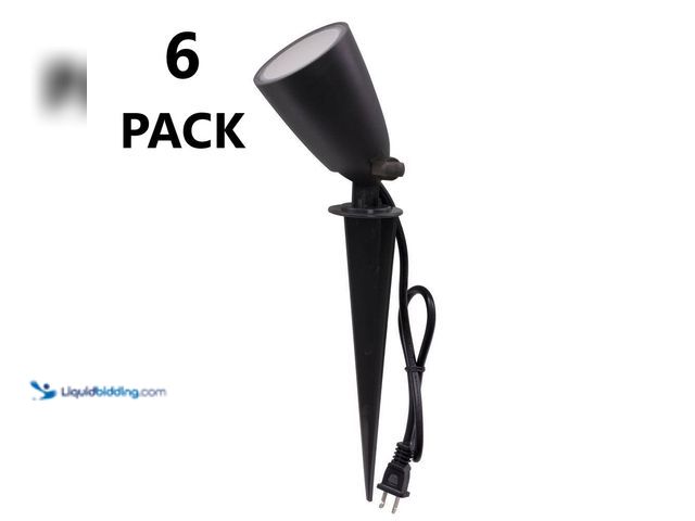 Lot 49-3631537 - Lot of (6) Commercial Electric Line Voltage Bronze LED Landscape Flood Light with Spike, Model # SPK...