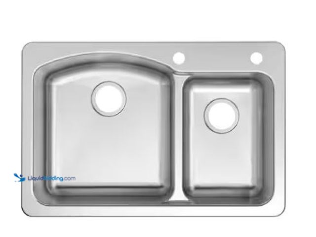 Lot 49-1549270 - Glacier Bay Bratten 33 in. Drop-In 60/40 Double Bowl 18 Gauge Stainless Steel Kitchen Sink with Pull...