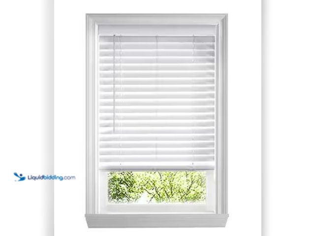 Lot 49-2025594 - Home Decorators Collection White Cordless Faux Wood Blinds for Windows with 2 in. Slats - 71.5 in. W...