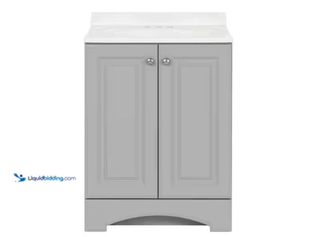 Lot 49-5542499 - Glacier Bay
25 in. Single Sink Pearl Gray Freestanding Bath Vanity with White Cultured Marble Top (...