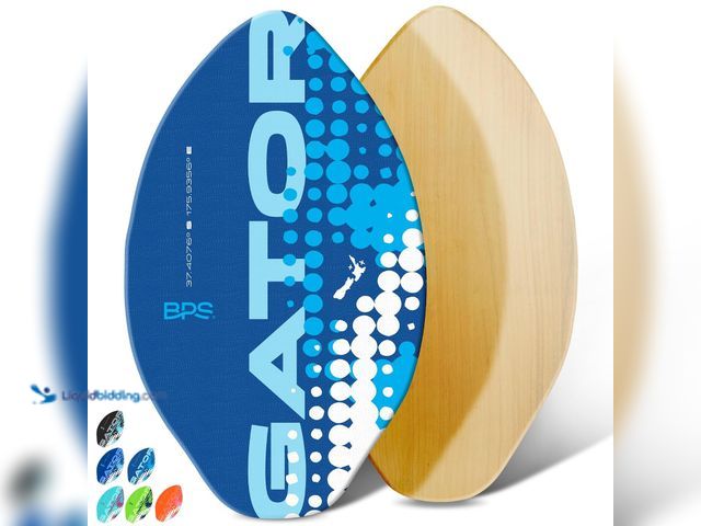 Lot 49-5543398 - BPS 'Gator' 40 Inch No Wax Needed Skim Board - Epoxy Coated Wood Skimboard with EVA Pads - Skim Boar...