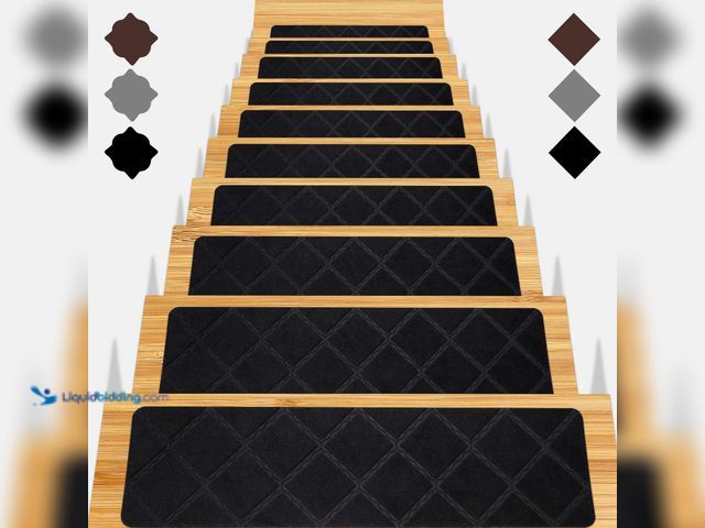 Lot 49-5416458 - Stair Treads for Wooden Steps 15pcs - 8x30in Carpet Stairs Runner Indoor Non-Slip Stair Mats for Kid...