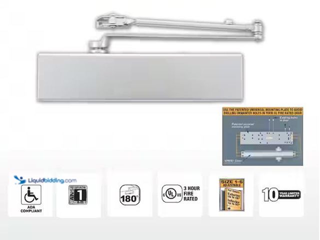 Lot 49-1576495 - Universal Hardware Heavy-Duty All-in-One Aluminum Commercial Door Closer Model # UH4061, Used, Loose...