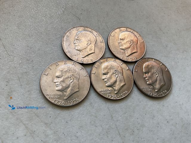 Lot 49-5515513 - LOT OF 5 “IKE” EISENHOWER LARGE ONE DOLAR COINS INCLUDING 1971, 1972 AND 1976