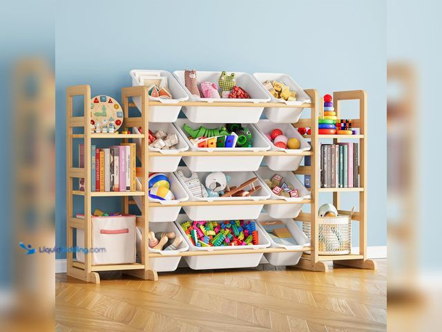 Lot 49-5459512 - SpaceAid Toy Storage Organizer with 6 Shelves and 12 Bins, Bookshelf/Bookcase, Kids Bin Shelf. Model...