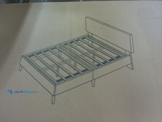 Lot 49-1556149 - Queen Size Bed Frame with Headboard, Upholstered Platform Bed, Linen Fabric Wrap, Sturdy Wood Slat S...