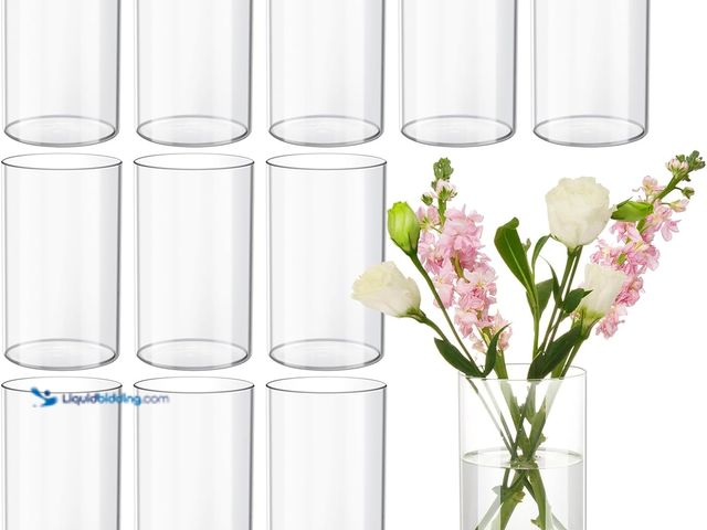 Lot 49-5409742 - Devilfire 12Pcs Glass Cylinder vases for Centerpieces, 6 Inches Tall Flower Vases Wedding Decoration...