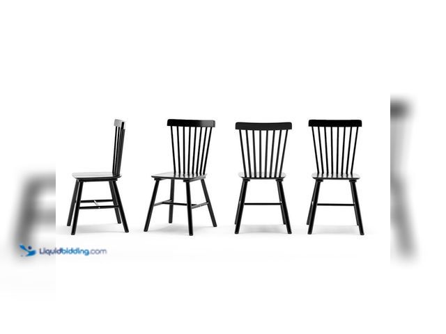 Lot 49-5408103 - Windsor Classic Black Solid Wood Dining Chairs with Curving Spindle Back for Kitchen and Dining Room...