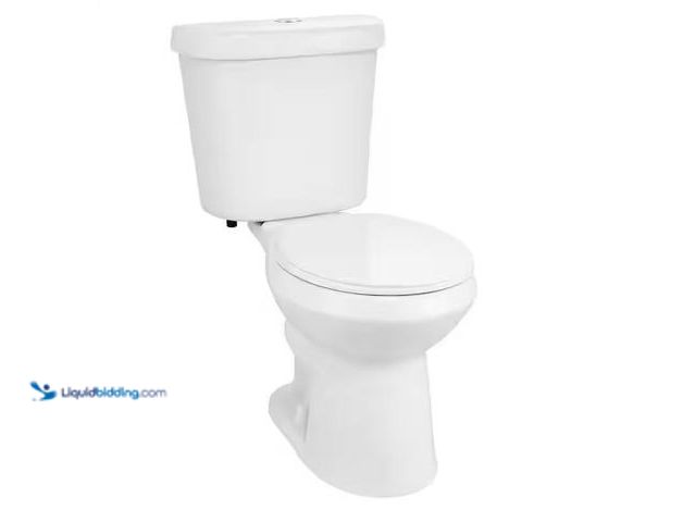 Lot 49-1572283 - Glacier Bay 12 in. Rough in 2-Piece 1.1 GPF/1.6 GPF Dual Flush Round Toilet in White Seat Included M...