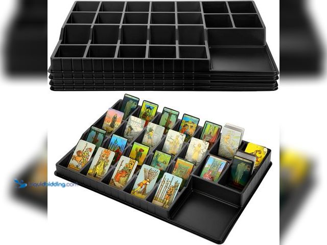 Lot 49-5416466 - Geetery 4 Pack Card Sorting Tray Black Stackable Sports Card Sorting Trading Dividers 15 Compartment...