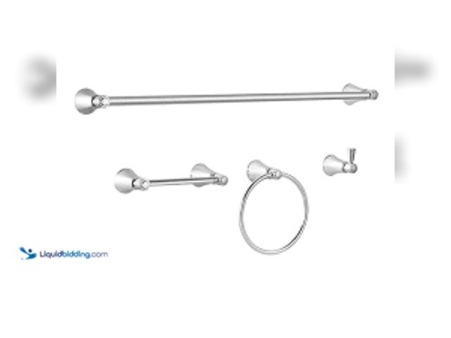 Lot 49-5415516 - Glacier Bay Melina 4-Piece Bath Hardware Set with 24 in. Towel Bar, TP Holder, Towel Ring and Robe H...