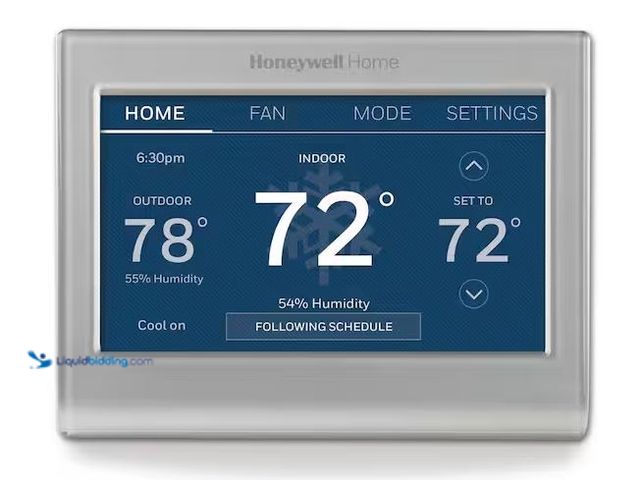 Lot 49-3528098 - Honeywell Home
Wi-Fi Smart Color 7-Day Programmable Smart Thermostat with Color-Changing Touchscree...