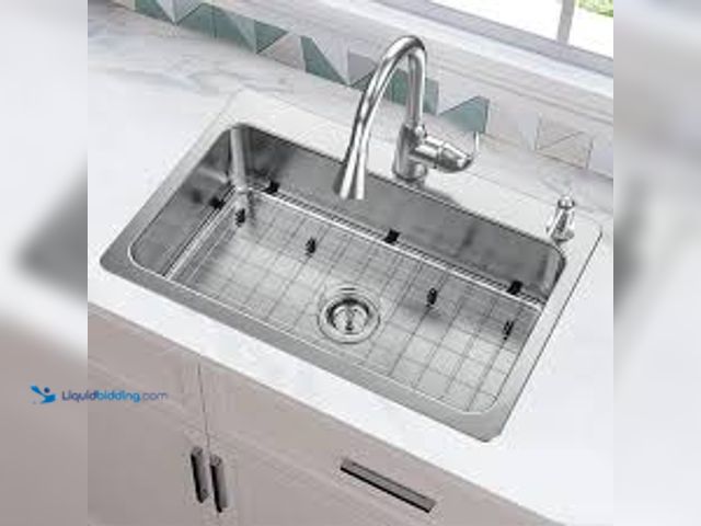 Lot 49-5483392 - Glacier Bay Bratten 33 in. Drop-In Single Bowl 18 Gauge Stainless Steel Kitchen Sink with Pull-Down ...