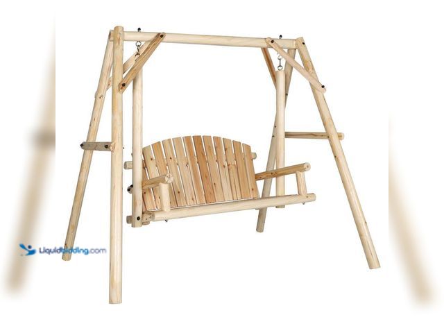Lot 49-5437158 - VEIKOUS 4.4 ft. 2-Person Natural Fir Wood Patio Swing with A-Frame Stand. [Model # PG0210-05NW-2] Un...