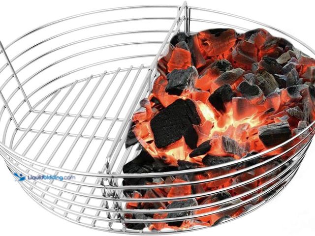 Lot 49-5463443 - Lump Charcoal Fire Basket with Divider Big Green Egg Accessories Ash Basket Stainless Steel Charcoal...