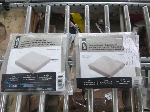 Lot 49-1514967 - Lot of 2 Classic Accessories Ravenna 21 in. W x 21 in. D x 3 in. H Square Patio Seat Cushion Slip Co...