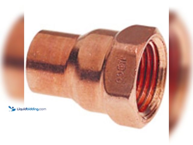 Lot 49-5452562 - NIBCO
Female Adapter, Type C x F - WROT, Size 3/4", Copper. Item is unused, Approx 30.