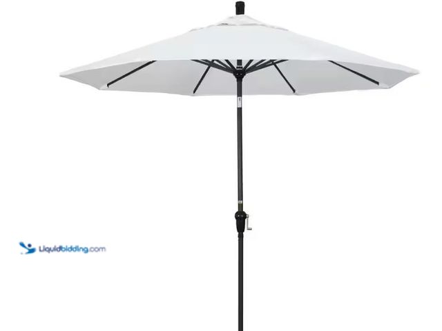 Lot 49-5426160 - California Umbrella 9 ft. Bronze Aluminum Pole Market Aluminum Ribs Auto Tilt Crank Lift Patio Umbre...