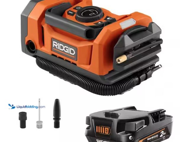 Lot 49-2001608 - RIDGID 18V Cordless Dual Function Inflator Kit with 2 Ah Battery and Charger, Model # R86051K, Unuse...
