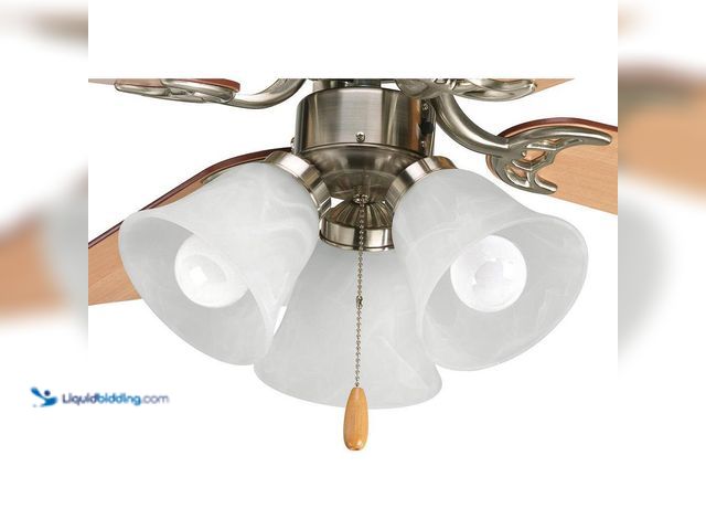 Lot 49-3514415 - Progress Lighting Fan Light Kits Collection 3-Light Brushed Nickel Ceiling Fan Light Kit [Model # P2...