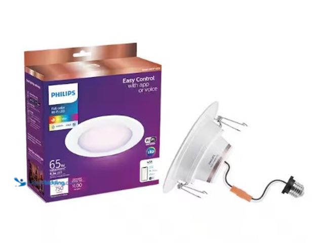 Lot 49-3631167 - (3-Pack) Philips 5 in. / 6 in. LED Color Changing 65-Watt Equivalent Wi-Fi Smart Recessed Downlight ...