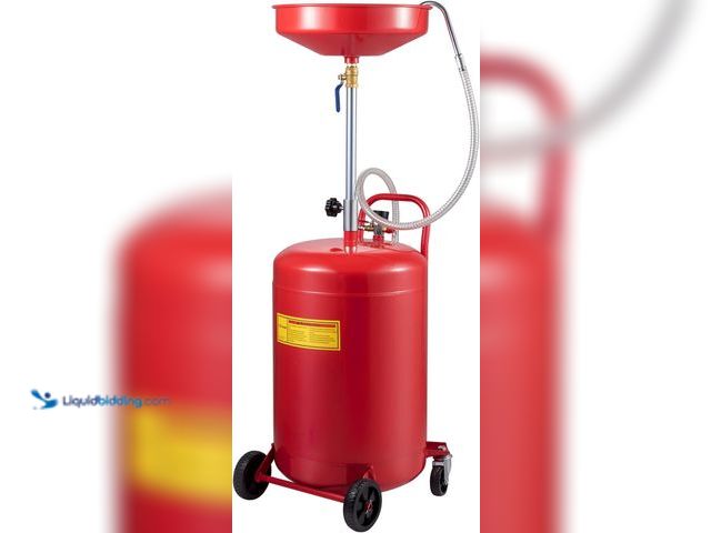 Lot 49-5410376 - VEVOR 20-Gallon Waste Oil Drain Tank, Air Operated Portable Oil Drainer with Adjustable Funnel Heigh...