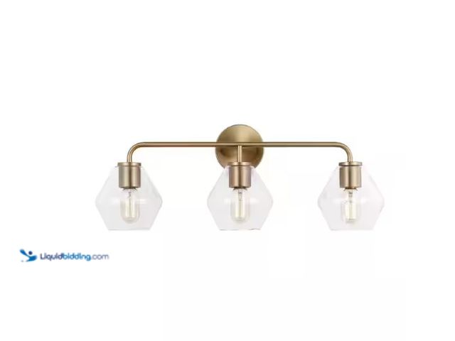 Lot 49-1566717 - Generation Lighting Jett 26 in. 3-Light Satin Brass Modern Transitional Dimmable Wall Bathroom Vanit...