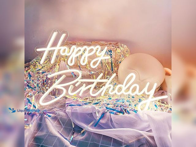 Lot 49-5435650 - Happy Birthday Sign, Neon Signs Large Size 23x8 &16.5x8 Inch 2pc Light Up Led Sign for Backdrop with...