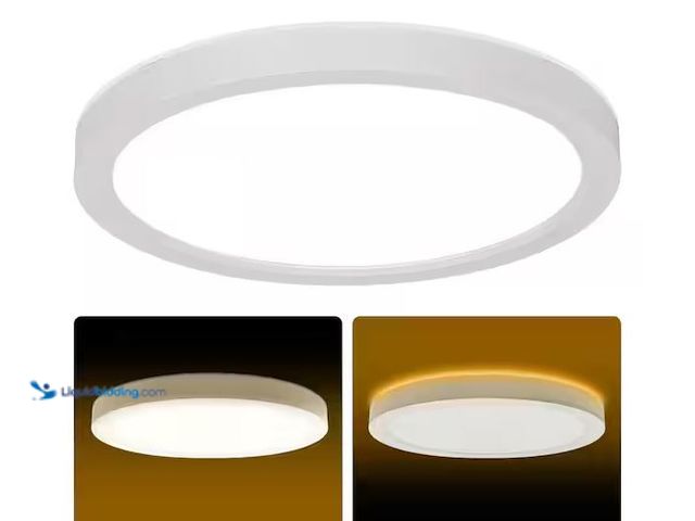 Lot 49-1576476 - Cedar Hill 13 in. LED Flush Mount Ceiling Light with Night Light, 24W, 2400lm, 3000K/4000K/5000K Sel...