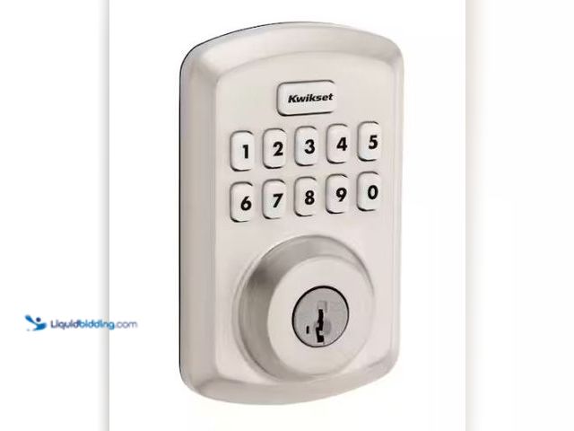 Lot 49-3473135 - Kwikset Powerbolt 250 10-Button Keypad Satin Nickel Transitional Electronic Deadbolt Door Lock, Mode...