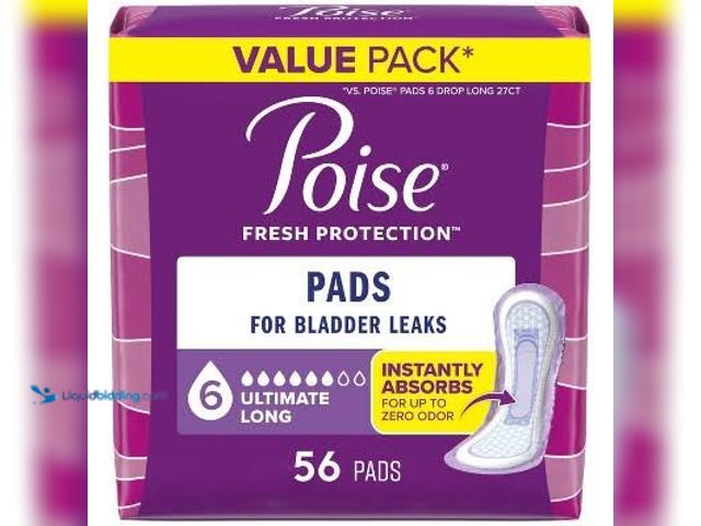 Lot 49-5541958 - Poise Incontinence Pads for Women - Ultimate Absorbency - 6 Drop - Long - 56ct. UPC #036000514421. N...