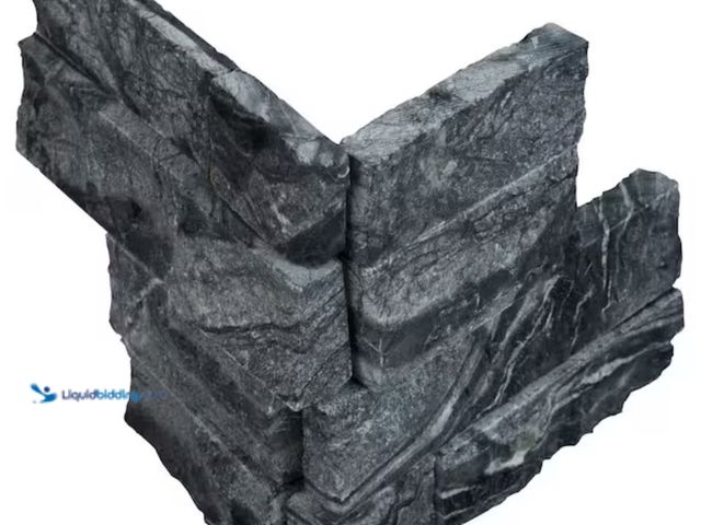 Lot 49-1631136 - APPROX (30) SQ FT of MSI Glacial Black Ledger Panel 6 in. x 24 in. Splitface Marble Wall Tile (6 sq....
