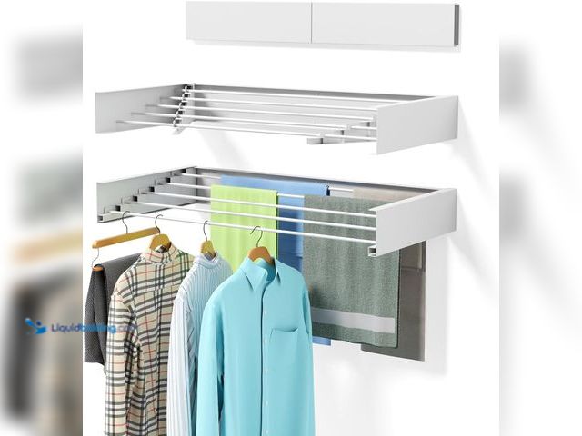 Lot 49-5413092 - Laundry Drying Rack Collapsible, Wall Mounted, Clothes Drying Rack, 31.5" Wide, 13.2 Linear Ft, 5 Al...