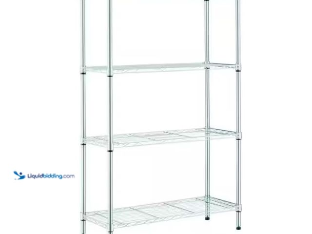 Lot 49-1566845 - HDX 4-Tier Steel Wire Shelving Unit in Chrome (36 in. W x 54 in. H x 14 in. D), Model # 31436PS-1, u...