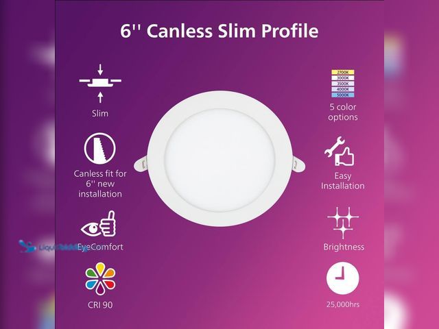 Lot 49-5413537 - Philips
LED 6 in. 60-Watt Equivalent Slim Canless Recessed Light 5CCT (1-Pack) UNUSED