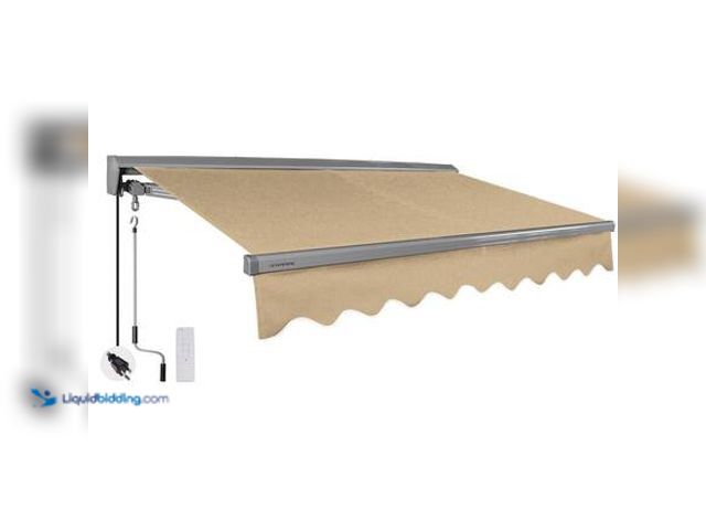 Lot 49-5546368 - Advaning 13 ft. Classic Series Semi-Cassette Electric w/ Remote Retractable Patio Awning, Light Taup...